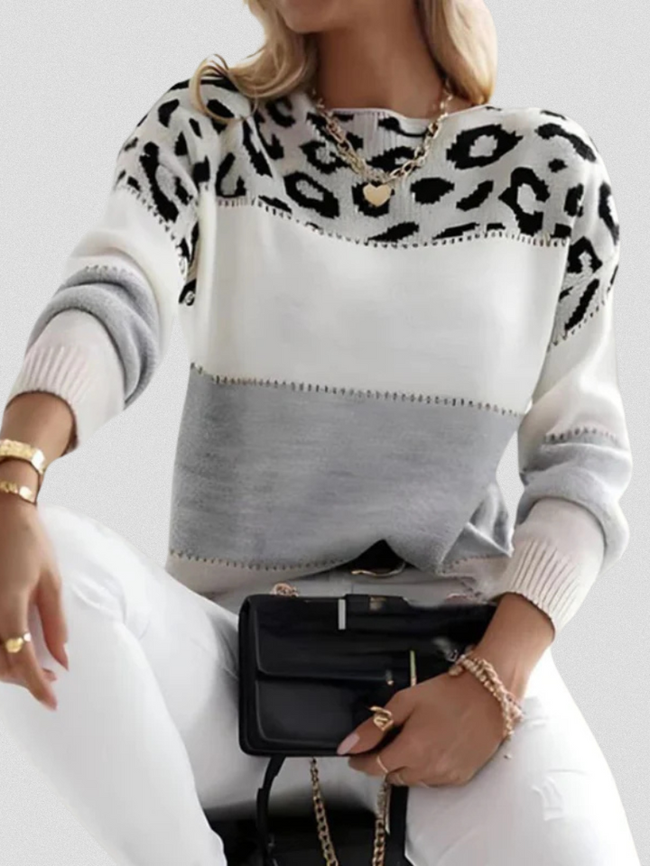 Emma | Leopard Print Accent Sweater