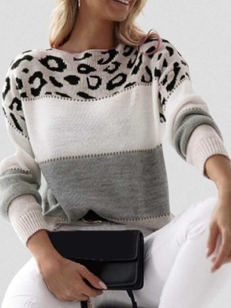 Emma | Leopard Print Accent Sweater