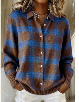 Liz™ – Cozy Checkered Hoodie Blouse