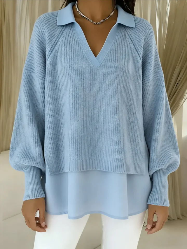 Mae | Soft Layered Knit V-Neck Sweater