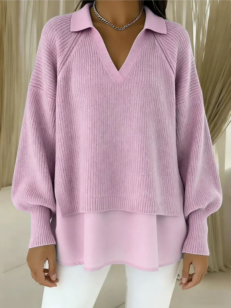 Mae | Soft Layered Knit V-Neck Sweater