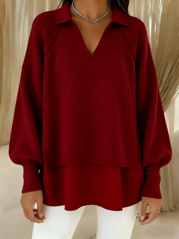 Mae | Soft Layered Knit V-Neck Sweater