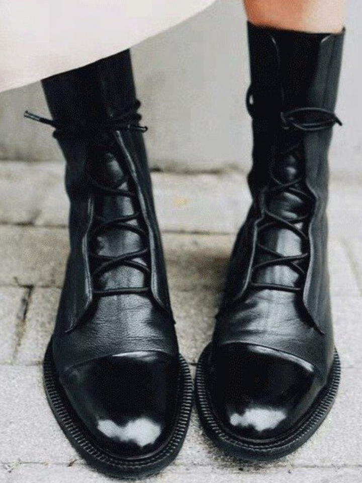 Victoria | Sleek Lace-Up Ankle Boots