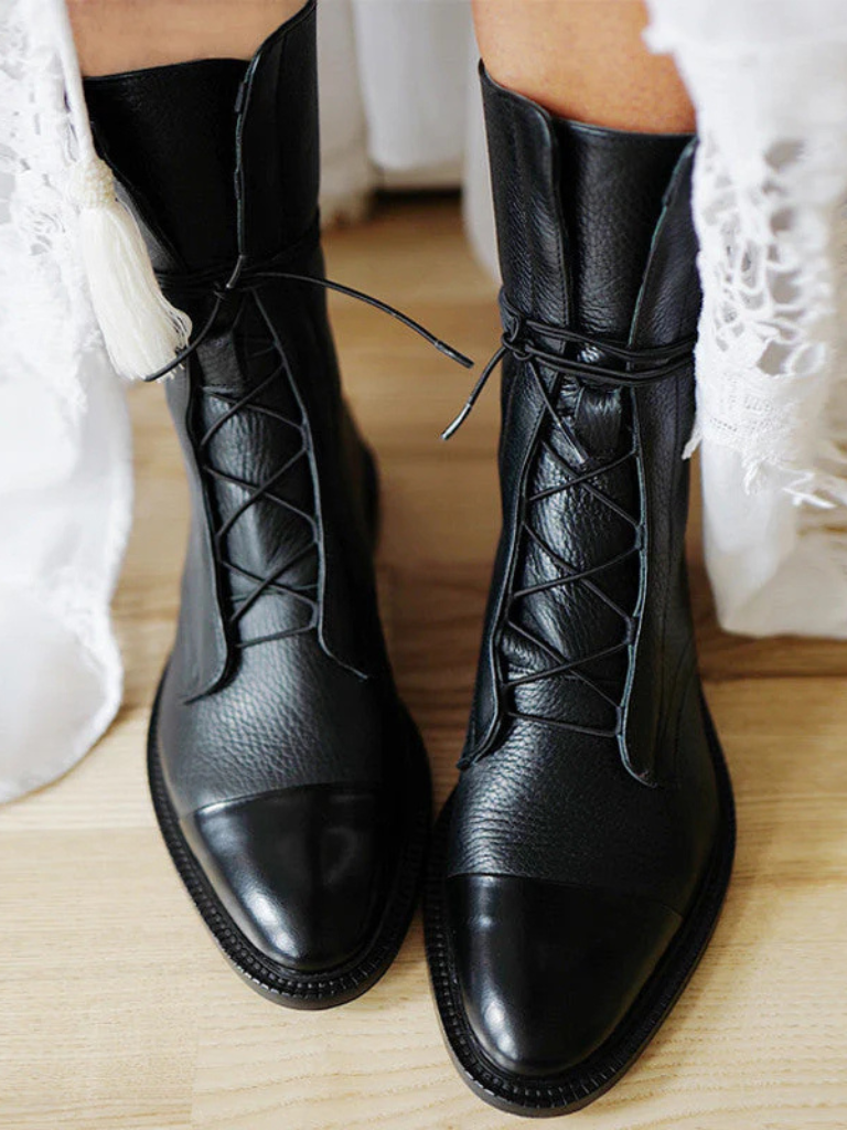 Victoria | Sleek Lace-Up Ankle Boots