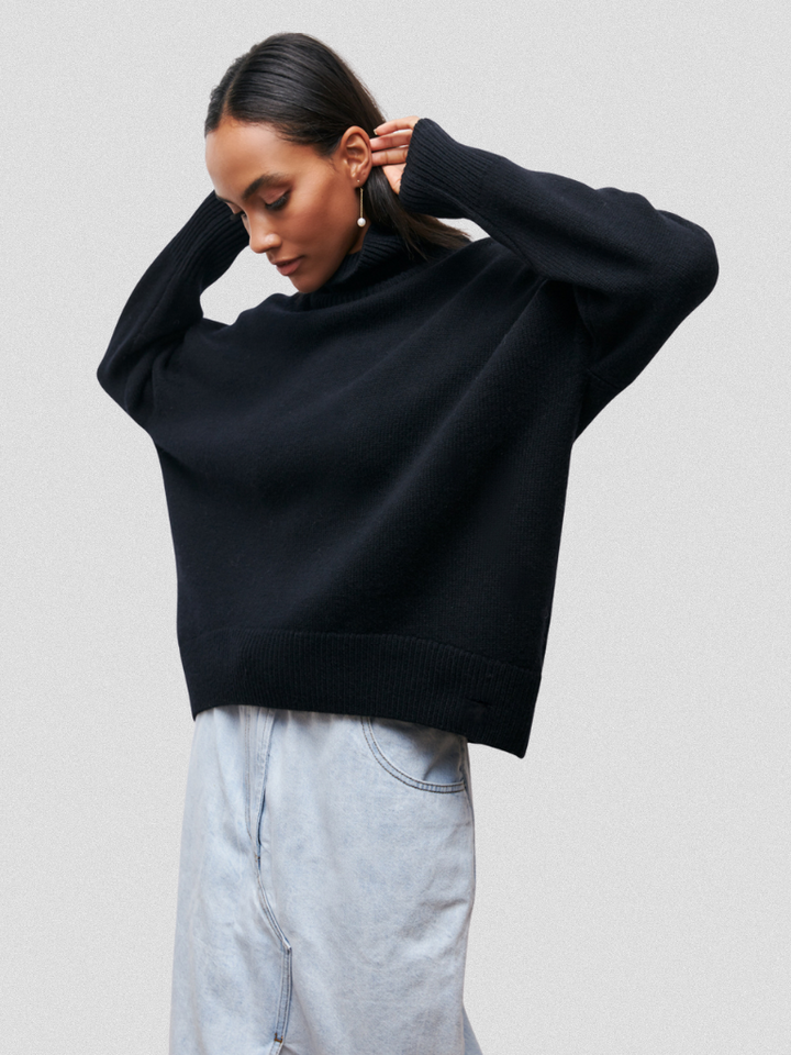 Elena | Cozy High-Collar Knit Pullover