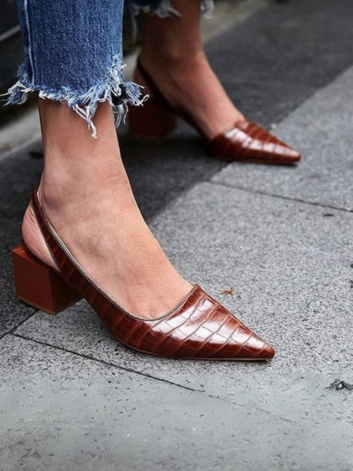 Mae | Slingback Heels with Croc Texture