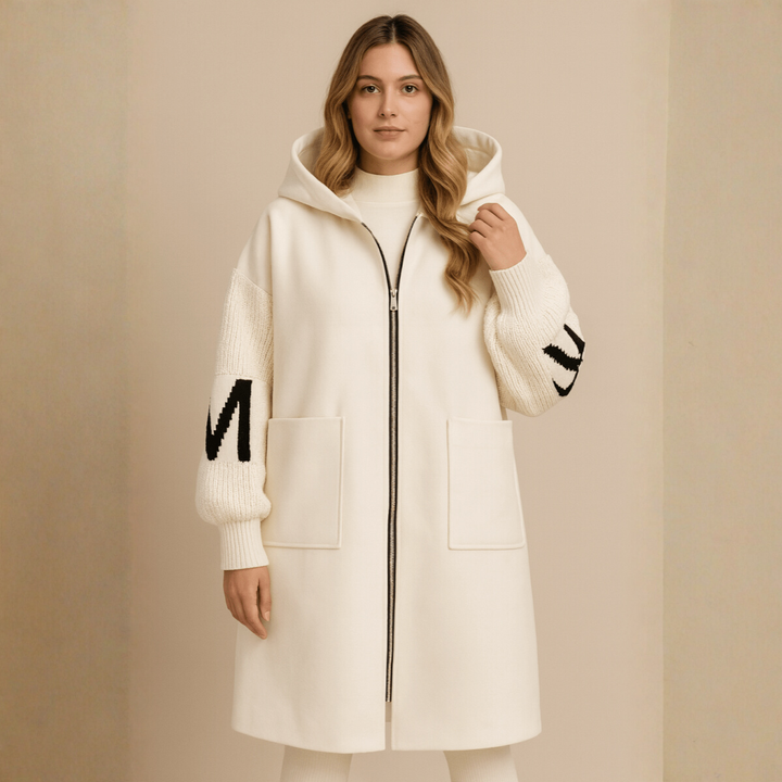SELENE | LONG KNITTED HOODIE COAT