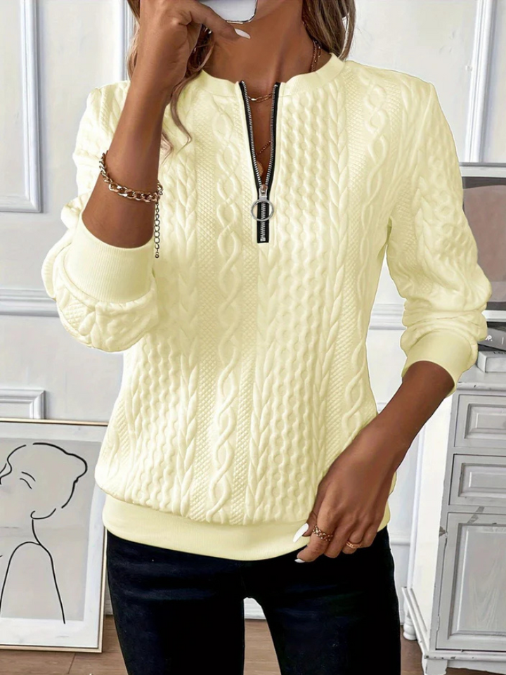 Thalienne | Zip-Up Cable Knit Sweater