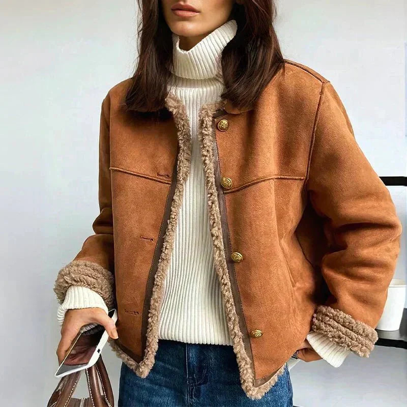 ANNA | Sheepskin Jacket with Button Closure