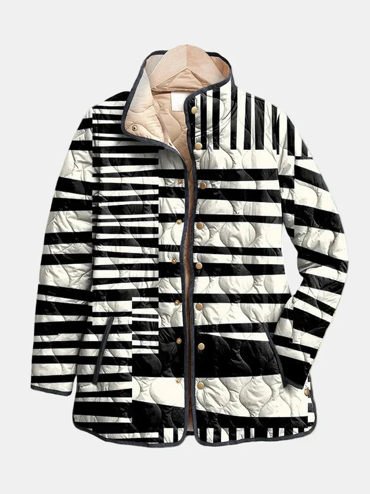 Miren | Abstract Black and White Quilted Jacket