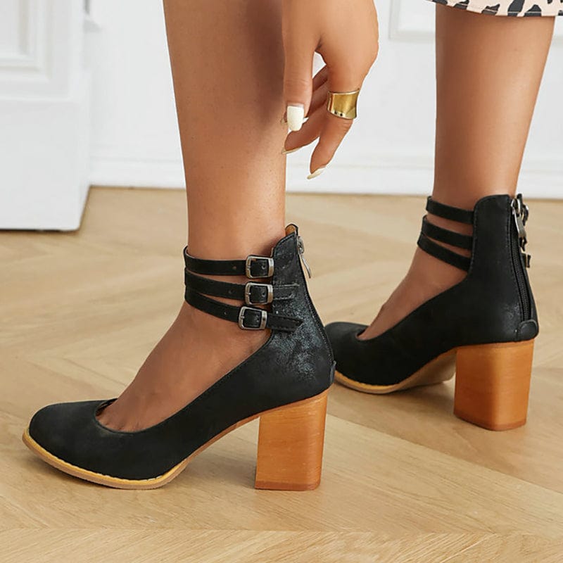 Ariana | Triple Buckle High Heels