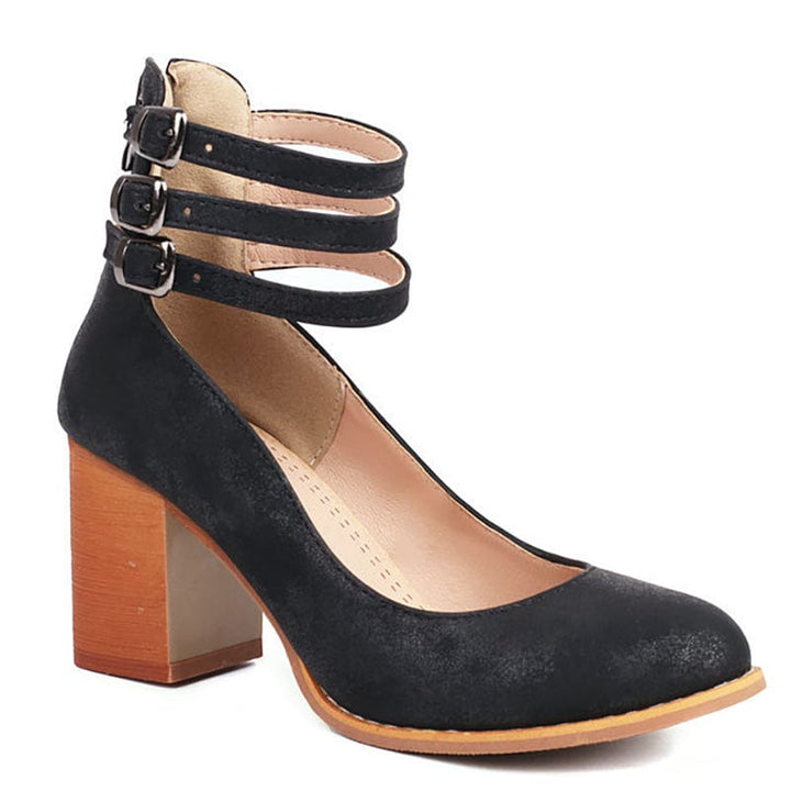 Ariana | Triple Buckle High Heels