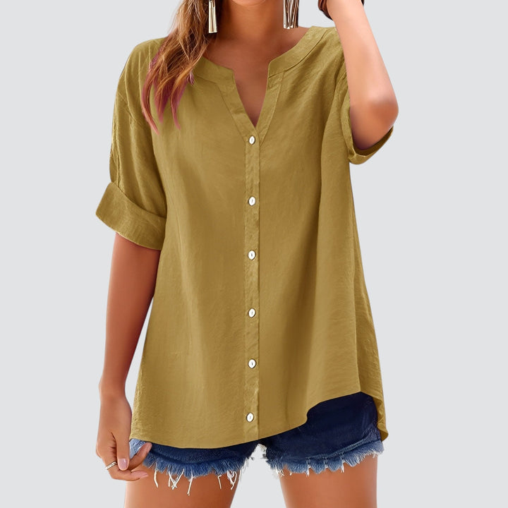 Olivia | Summer Linen Blouse with Buttons