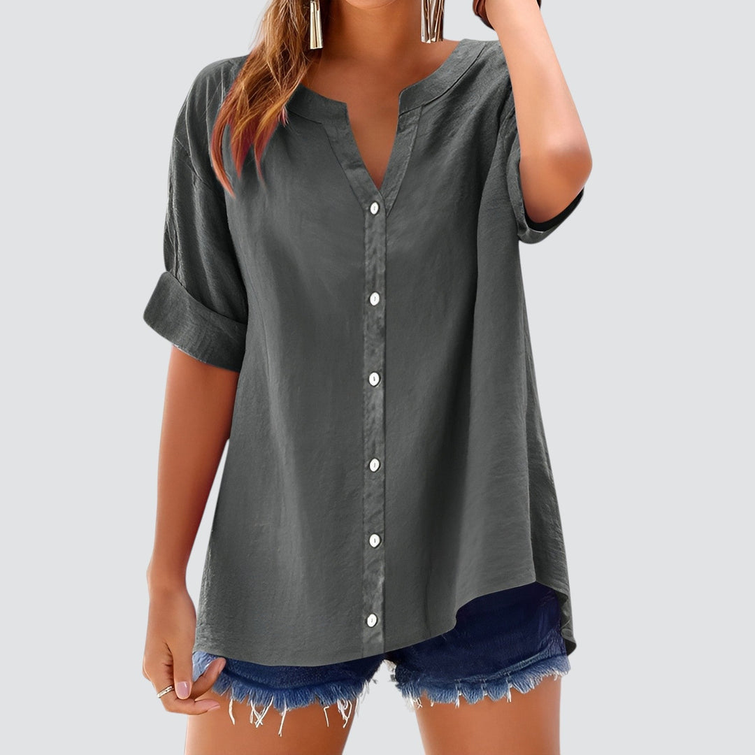 Olivia | Summer Linen Blouse with Buttons