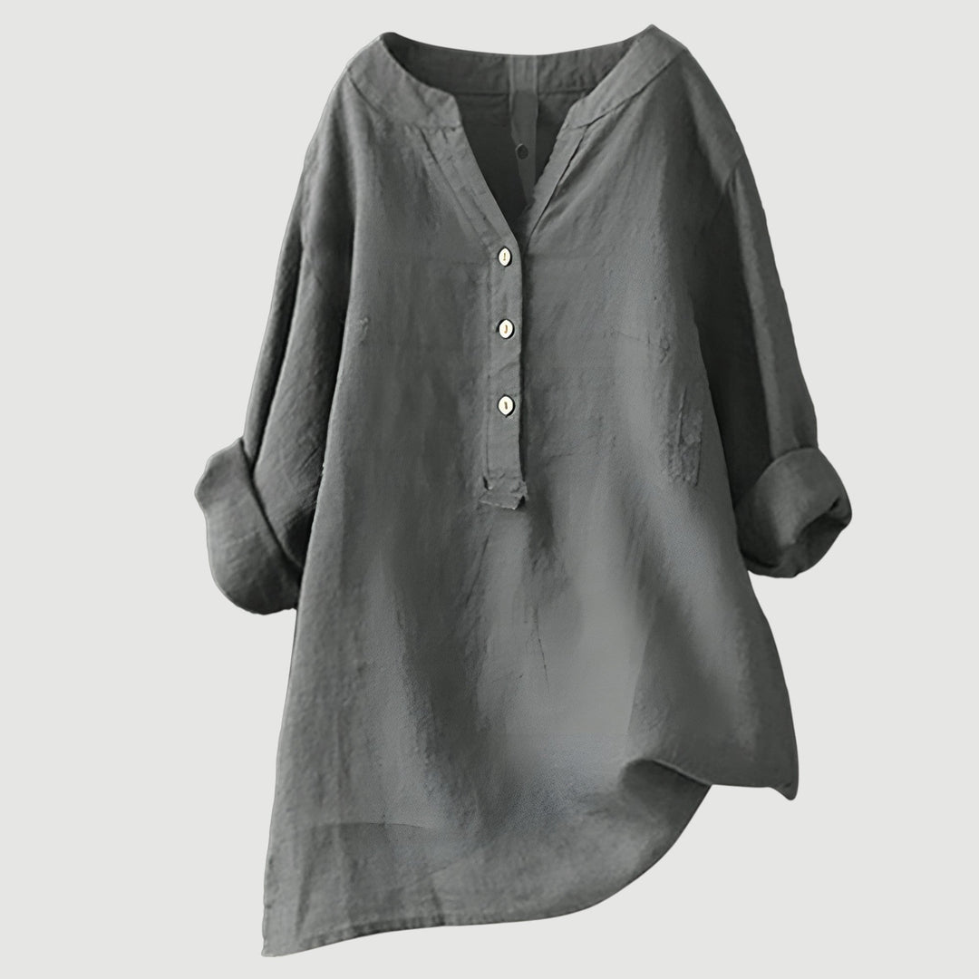 Lea | Airy linen blouse with button details