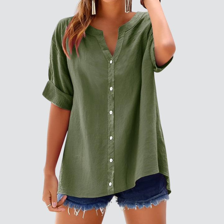 Olivia | Summer Linen Blouse with Buttons