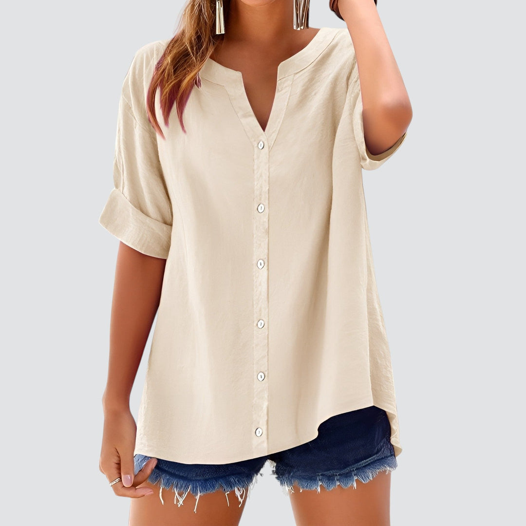 Olivia | Summer Linen Blouse with Buttons