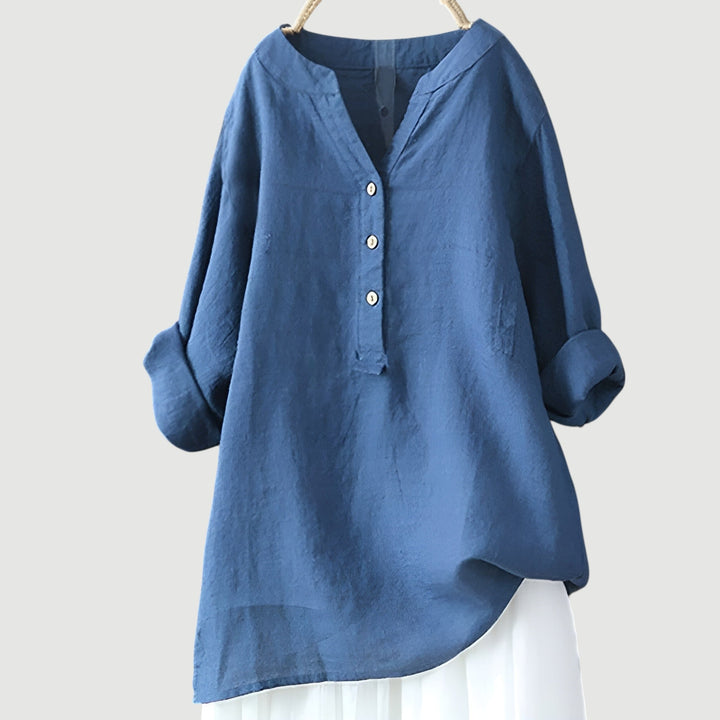 Lea | Airy linen blouse with button details