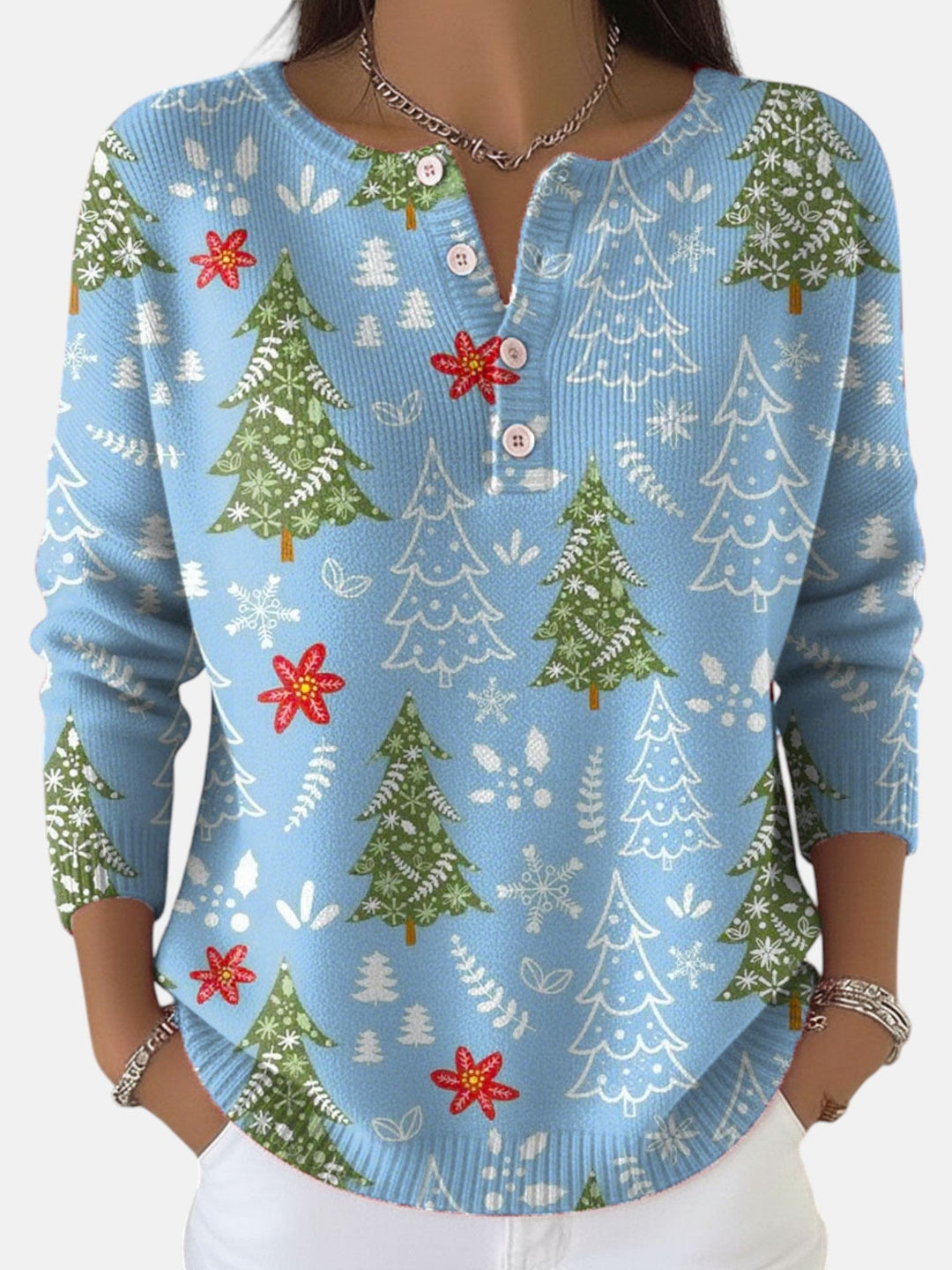 Sofie | Button-Detail Christmas Sweater