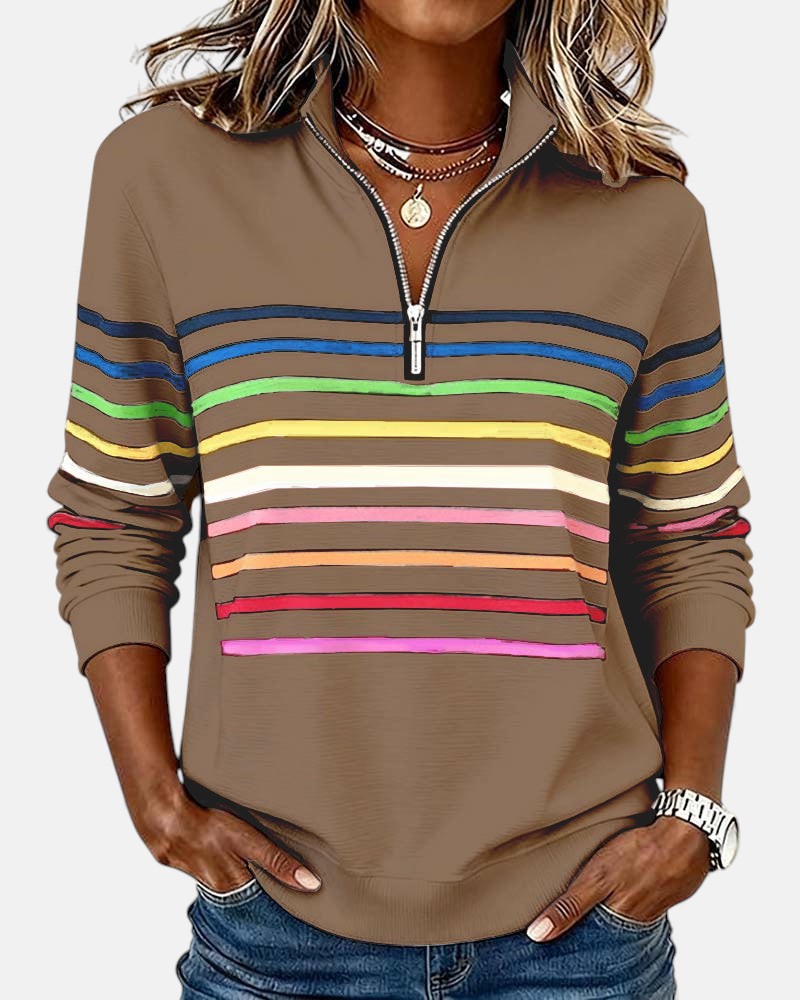 Vienna | Colorful Striped Zip-Up Hoodie