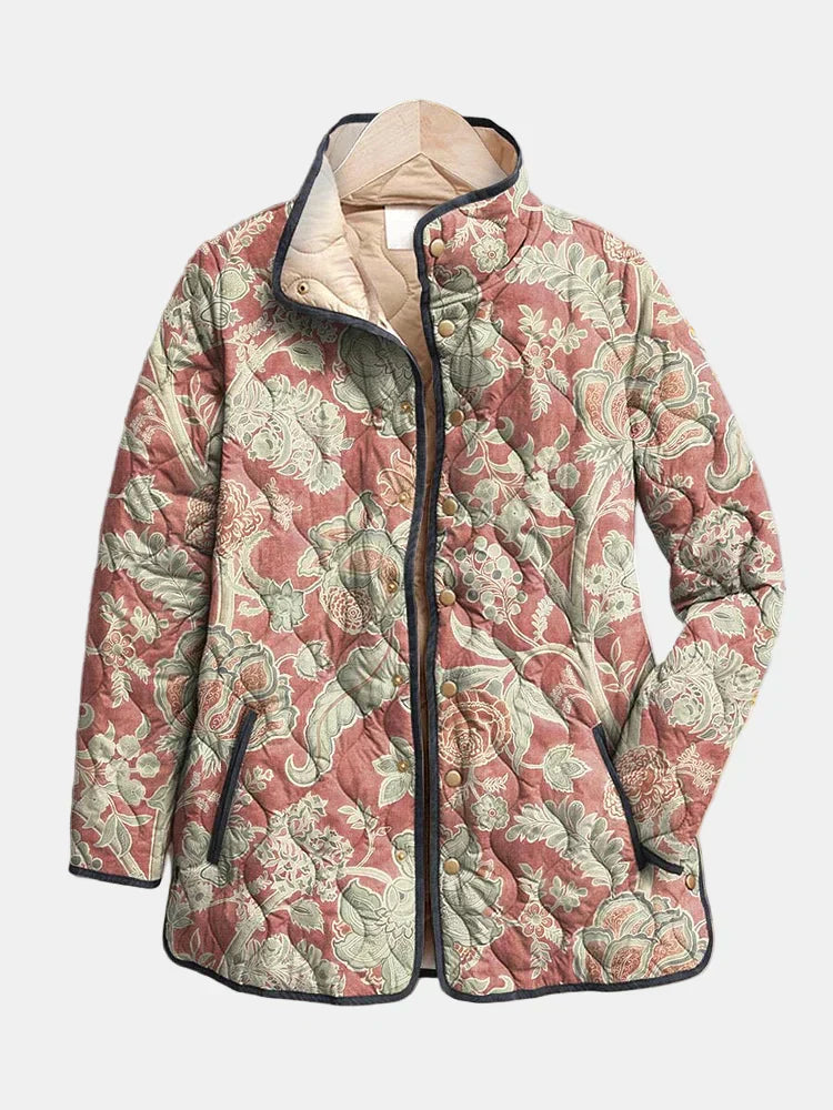 Naya | Retro Floral Casual Quilted Jacket