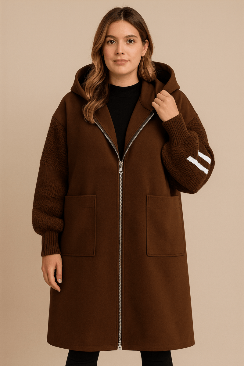 SELENE | LONG KNITTED HOODIE COAT