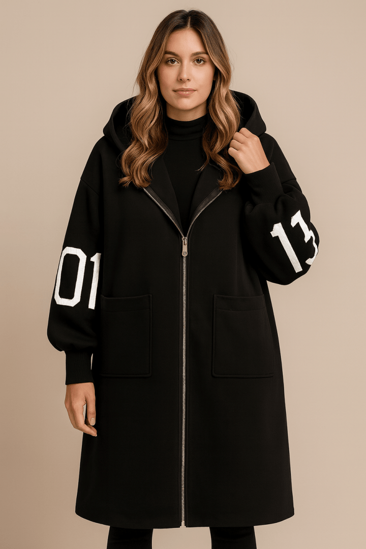 SELENE | LONG KNITTED HOODIE COAT