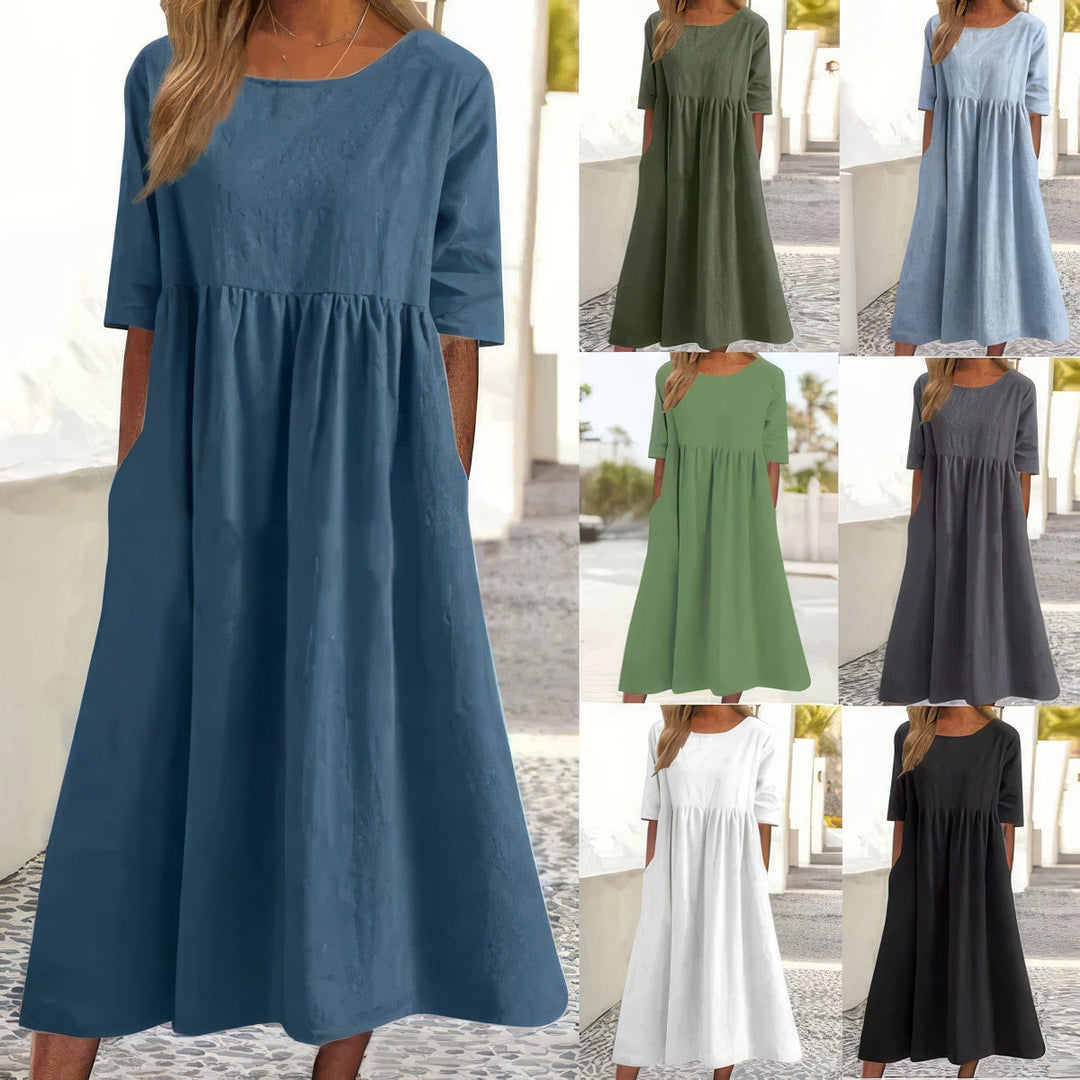 Nina | Relaxed Dress with Round Neck and Pockets