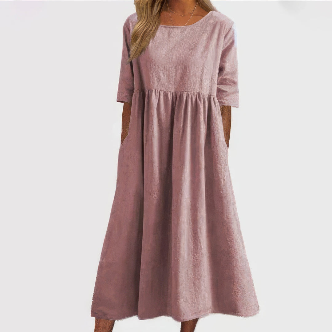 Nina | Relaxed Dress with Round Neck and Pockets
