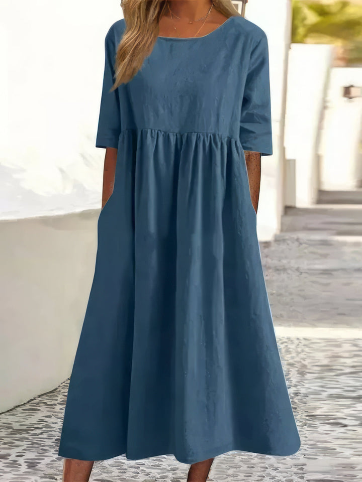 Nina | Relaxed Dress with Round Neck and Pockets