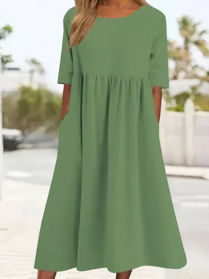 Nina | Relaxed Dress with Round Neck and Pockets